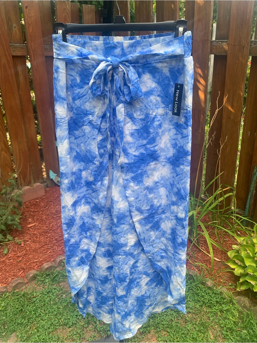 New Look Blue and White Tie-Dye Open Legged Pants